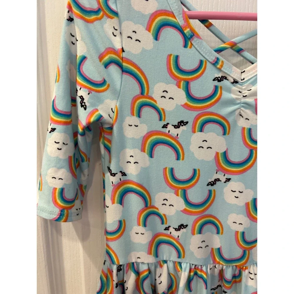 DotDotSmile Girls‎ Rainbow Cloud Unicorn Crisscross Back Twirl Dress 5/6 k7003